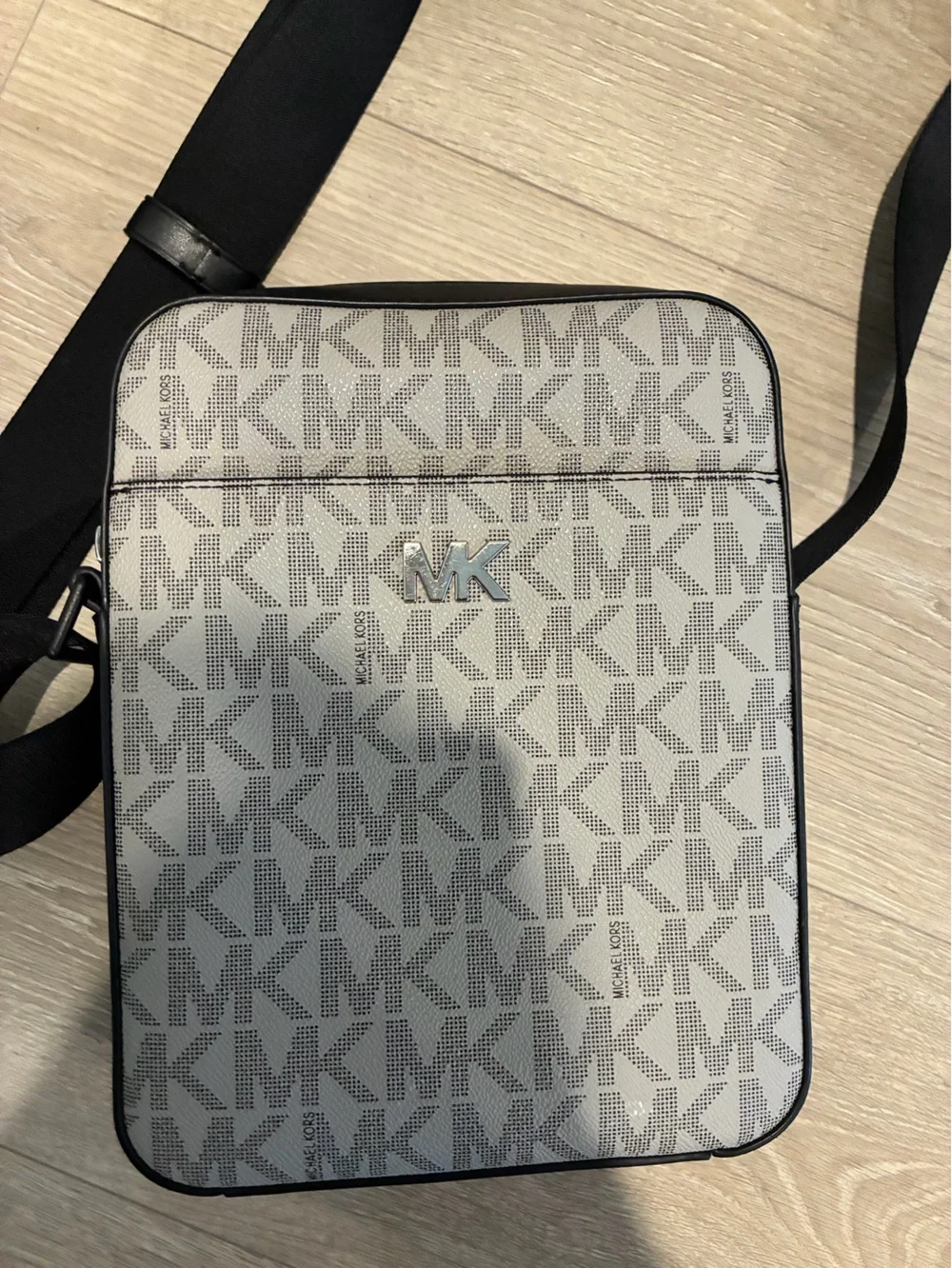 Michael Kors Men’s Grey MK Monogram Crossbody Bag